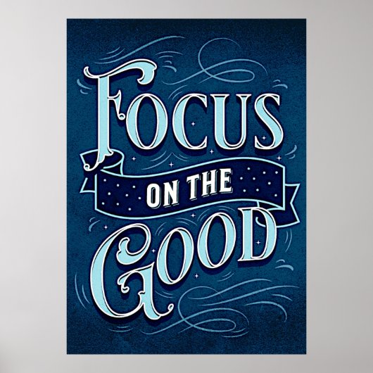 Poster Focus sur le bien - Inspirer & Motiver bleu (Devant)