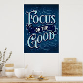 Poster Focus sur le bien - Inspirer & Motiver bleu (Cuisine)