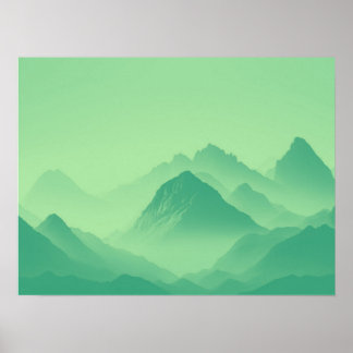 Poster Foggy Mountain Nature Boho Minimaliste Photo teint
