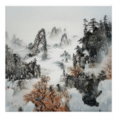 Poster Foggy Mountain Zen Minimalist Wall Art (Devant)