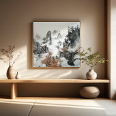 Poster Foggy Mountain Zen Minimalist Wall Art