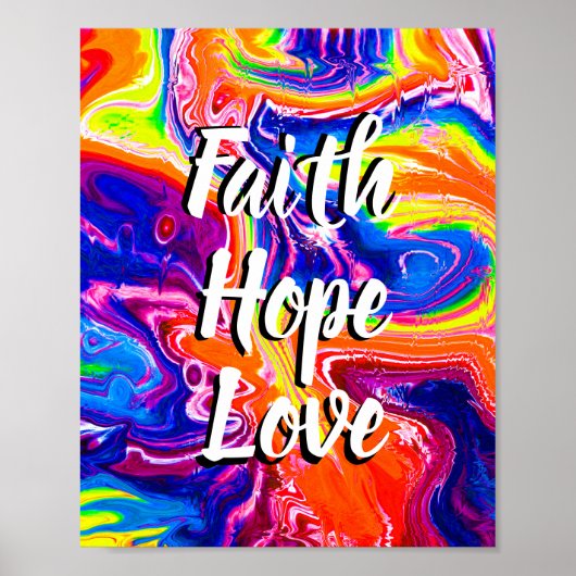 Poster FOI ESPOIR AMOUR avec fond coloré (Devant)