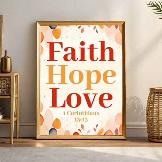 Poster Foi, espoir et amour Boho Christian Wall Art