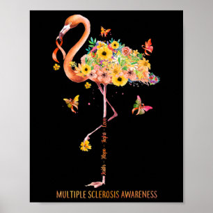 Poster Foi Flamant rose Espoir Lutter Contre la Sclérose