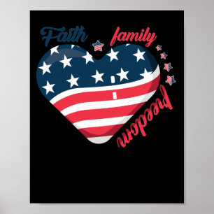 Poster Foi Liberté familiale 4 juillet Fête de l'Indépend