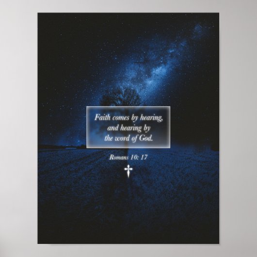 Poster Foi Par La Parole De Dieu Foi Chrétienne Ciel Nuit (Devant)