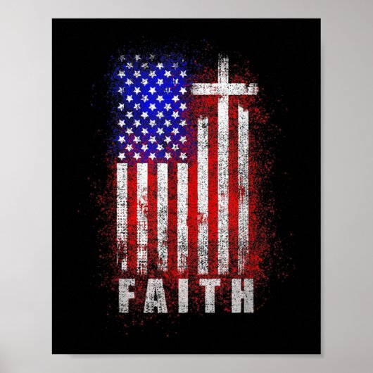 Poster Foi patriotique chrétienne Amour Jésus Drapeau amé (Devant)