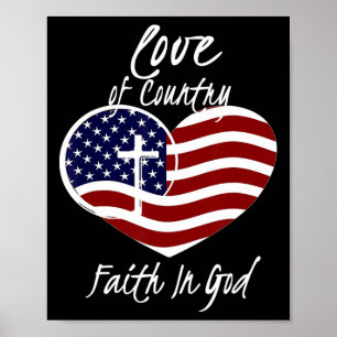 Poster Foi Patriotique Chrétienne En Dieu Croix du Coeur