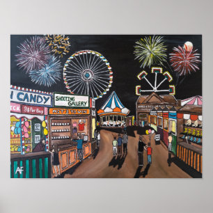 Poster Foire aux plaisirs la nuit Peinture d'Alfred Fox
