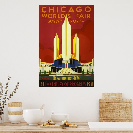 Poster Foire du monde de Chicago. Un siècle de progrès (Cuisine)