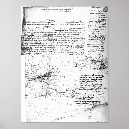 Poster Fol.145v-a, page du cahier de Da Vinci (Devant)