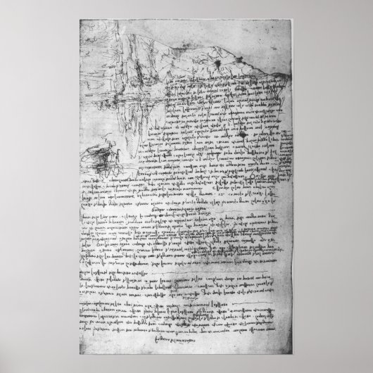 Poster Fol.145v-b, page du carnet de Da Vinci (Devant)