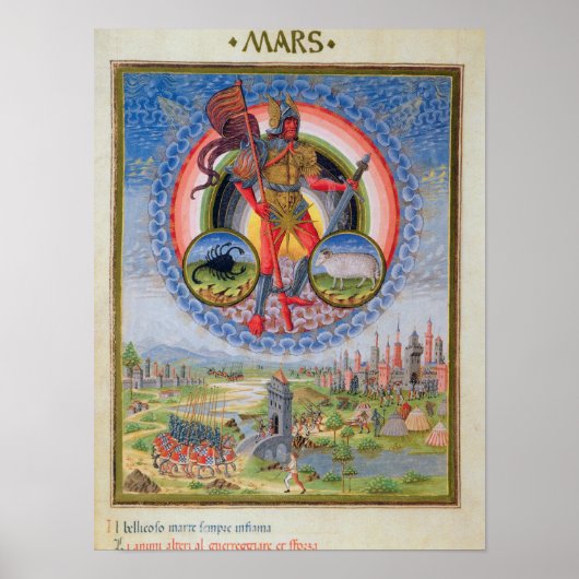 Poster Fol.7v La planète Mars, de 'De Sphaera', 1470 (Devant)