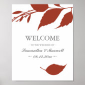 Poster Foliage d'automne Burnt Orange Mariage Feuille Bie (Devant)