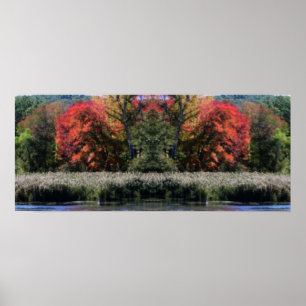 Poster Foliage D'Automne Dans Un Miroir Orton Marsh Abstr