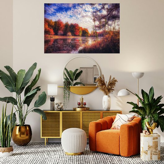Poster Foliage d'automne New York Lake Photographie