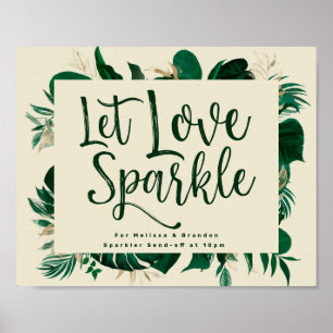 Poster Foliage Let Love Sparkle Newlywed Send-off Sign