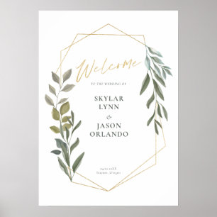 Poster Foliage minimal et Terrarium géométrique Or Bienve