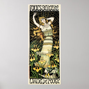 Poster FOLIERS BERGERE Liane De Pougy France Cabaret Dans