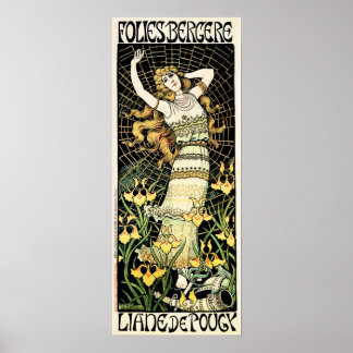 Poster FOLIERS BERGERE Liane De Pougy France Cabaret Dans