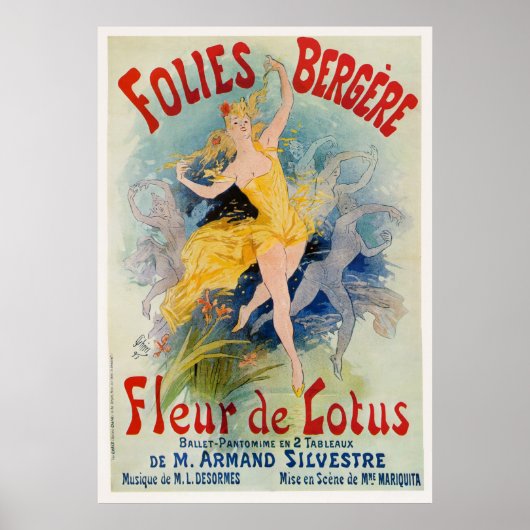 Poster Folies Bergère "Fleur de Lotus" Annonce 1893 (Devant)