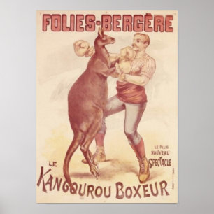 Poster Folies Bergere — Kangaroos de boxe