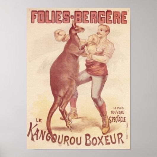 Poster Folies Bergere — Kangaroos de boxe (Devant)