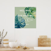 Poster Folio Aquarelle Tropicale Bienvenue À Notre Mariag (Cuisine)