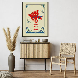 Poster Folk Art Bird Home Scandinavian Style Pоster