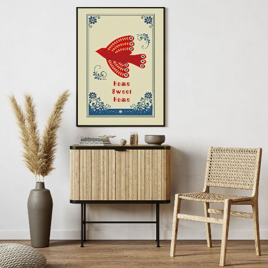 Poster Folk Art Bird Home Scandinavian Style Pоster
