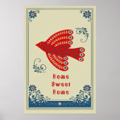 Poster Folk Art Bird Home Scandinavian Style Pоster (Devant)
