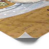 Poster Folk Art Snowman dans un vieux journal (Coin)