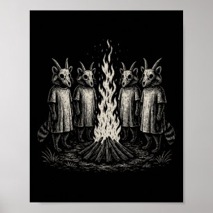 Poster Folk Horror Raccoon Weirdcore Halloween Déplaisant