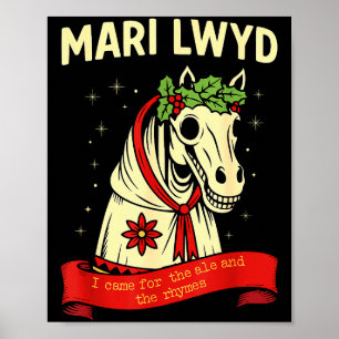 Poster Folklore Drôle Rétro Squelette Cheval Mari Lwyd Yu