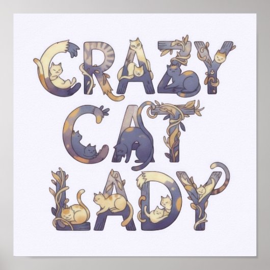 Poster Folle dame aux chats (Devant)