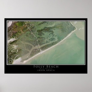 Poster Folly Beach Caroline du Sud Carte de l'affiche sat