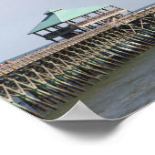 Poster Folly Beach SC, Jetée, Charleston, Photographie (Coin)