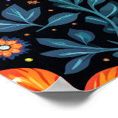 Poster Fond à motif floral coloré (Coin)