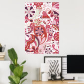 Poster Fond à pois de Saxe rose (Bureau à domicile)