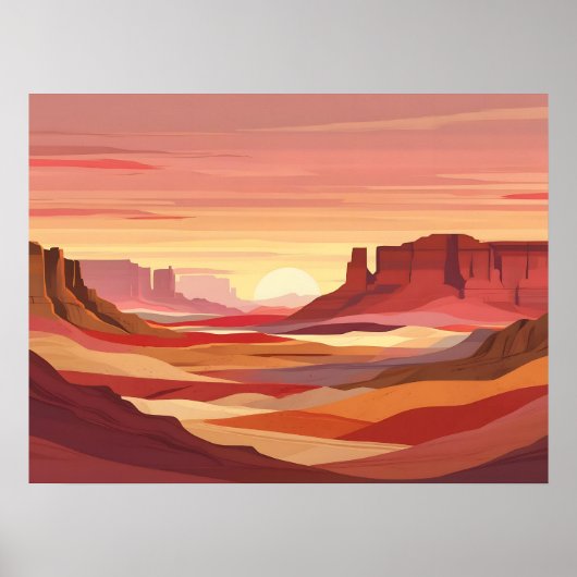 Poster Fond Abstrait de Coucher de Soleil Désertique – Te (Devant)