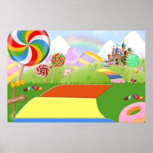 Poster Fond Candyland, Fond de fête Candyland
