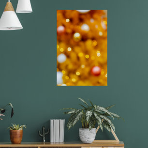 Poster Fond de bokeh de Noël en or festif