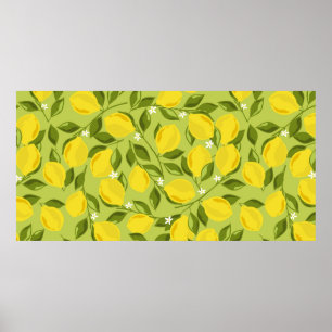 Poster Fond de citrons. Fond superposé dessiné à la main