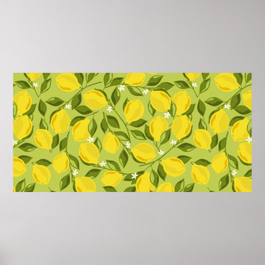 Poster Fond de citrons. Fond superposé dessiné à la main (Devant)