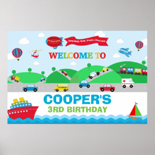 Poster Fond de fête d'anniversaire de transport Grande Ba