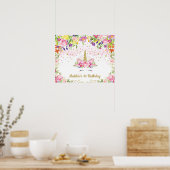 Poster Fond de joyeux anniversaire floral vibrant licorne (Cuisine)