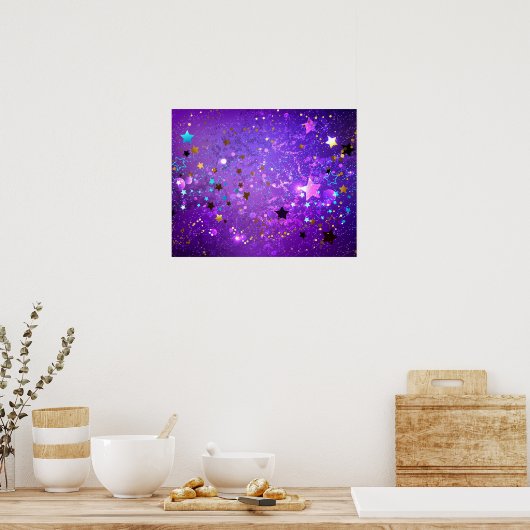 Poster Fond de papier d'aluminium violet avec des étoiles (Cuisine)