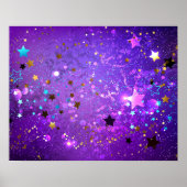 Poster Fond de papier d'aluminium violet avec des étoiles (Devant)