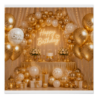 Poster Fond de toile de ballons de fête d'anniversaire él