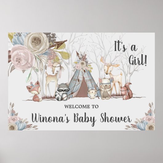 Poster Fond de toile de fond pour Baby Shower naissance e (Devant)